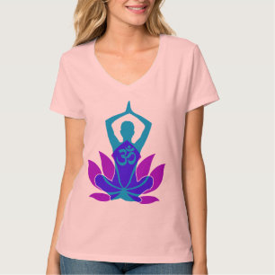 OM Namaste Spirituele Lotus Flower Yoga op Blauwgr T-shirt