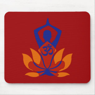 OM Namaste Spirituele Lotus Flower Yoga op Crimson Muismat