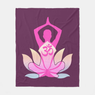 OM Namaste Spirituele Lotus Flower Yoga op Paars Fleece Deken