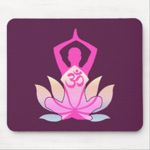 OM Namaste Spirituele Lotus Flower Yoga op Paars Muismat