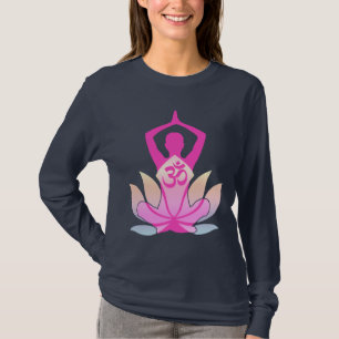 OM Namaste Spirituele Lotus Flower Yoga op Paars T-shirt