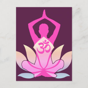 OM Namaste Spirituele Lotus Flower Yoga op Plum Briefkaart