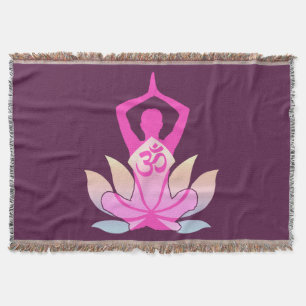 OM Namaste Spirituele Lotus Flower Yoga op Plum Deken