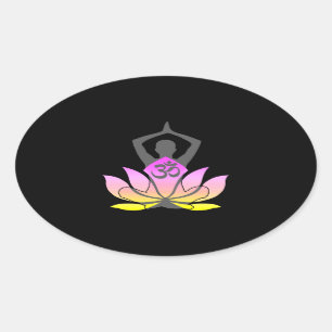 OM Namaste Spirituele Lotus Flower Yoga Pose Ovale Sticker