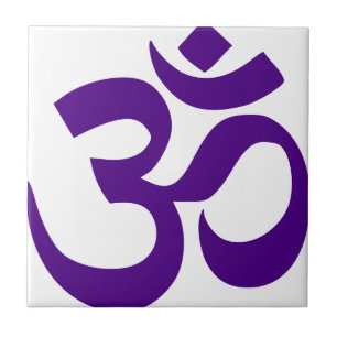 Om of Aum Symbol (kleur Indigo) Tegeltje