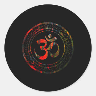 Om Ohm Aum Buddhism Symbol Yoga Sanskrit  Ronde Sticker