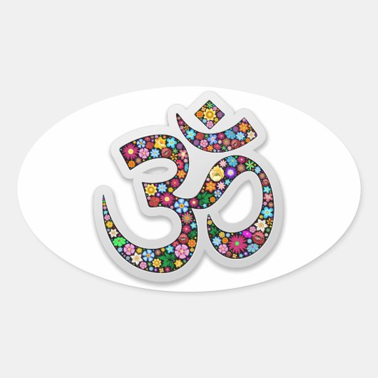 Om Ohm Aum Namaste Yoga Symbol Ovale Sticker (Voorkant)