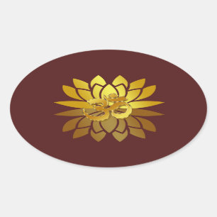 OM Omkara en Gold Colored Lotus Flower Ovale Sticker