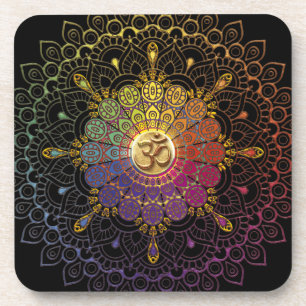 OM Rainbow Flower of Life Onderzetter
