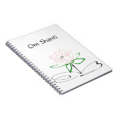 Om Shanti Pink Green Lotus Journal Notitieboek (Rechterzijde)