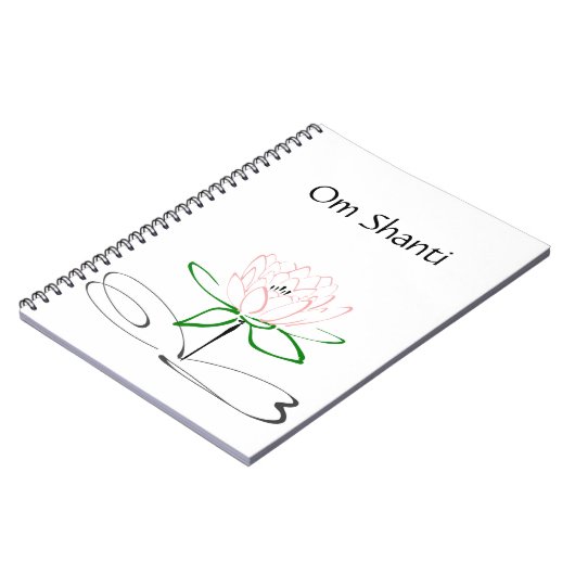 Om Shanti Pink Green Lotus Journal Notitieboek (Linkerzijde)