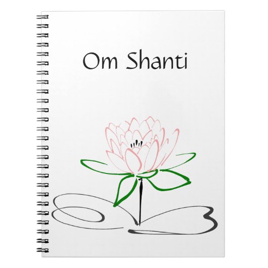 Om Shanti Pink Green Lotus Journal Notitieboek (Voorkant)