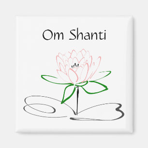 Om Shanti Pink Green Lotus Magnet Magneet