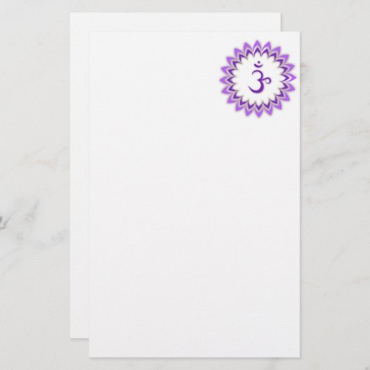 Om Symbol / Crown Chakra Briefpapier (Voorkant / Achterkant)