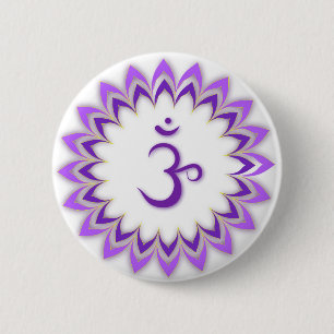 Om Symbol / Crown Chakra Ronde Button 5,7 Cm