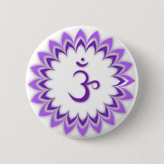 Om Symbol / Crown Chakra Ronde Button 5,7 Cm (Voorkant)