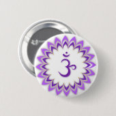 Om Symbol / Crown Chakra Ronde Button 5,7 Cm (Voorkant /achterkant)