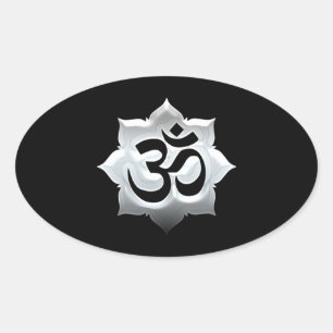 OM Symbol Lotus Spirituality Yoga Crest Ovale Sticker