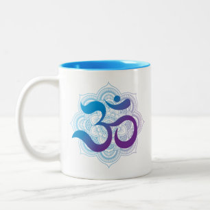 Om Symbol Mok Mandala Flower Paars and Blue