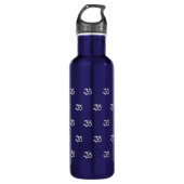 Om Symbol Pattern Zen Gray Dark Blue Waterfles (Voorkant)