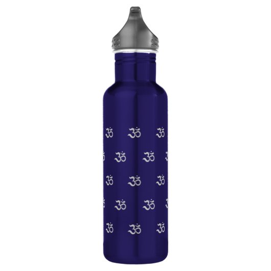 Om Symbol Pattern Zen Gray Dark Blue Waterfles (Rechts)