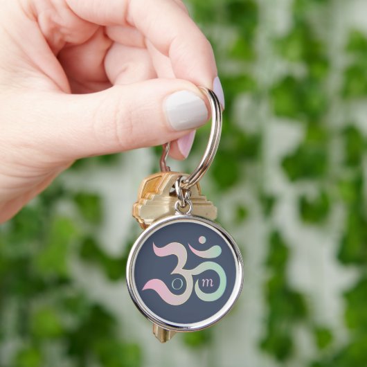 Om symbool in het Sanskriet pastel roze groen donk Sleutelhanger (Hand)