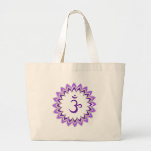 Om Symbool / Kroon Chakra Grote Tote Bag