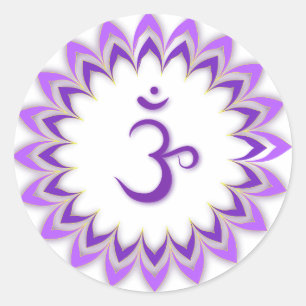 Om Symbool/Kroon Chakra Ronde Sticker
