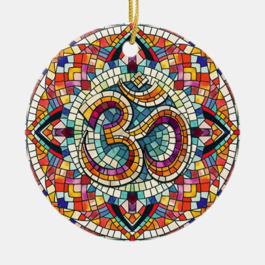 OM Symbool Lotus Mandala Mozaïek Keramisch Ornament (Voorkant)