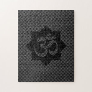OM-symbool Lotus spiritualiteit in koolstofvezelst Legpuzzel