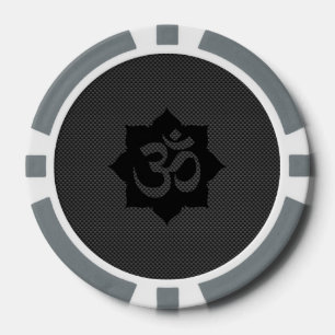 OM-symbool Lotus spiritualiteit in koolstofvezelst Pokerchips