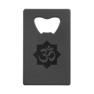 OM Symbool Lotus Spiritualiteit Yoga Carbon Style Kredietkaart Flessenopener