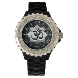 OM Symbool Lotus Spirituality Yoga Crest Dial Horloge
