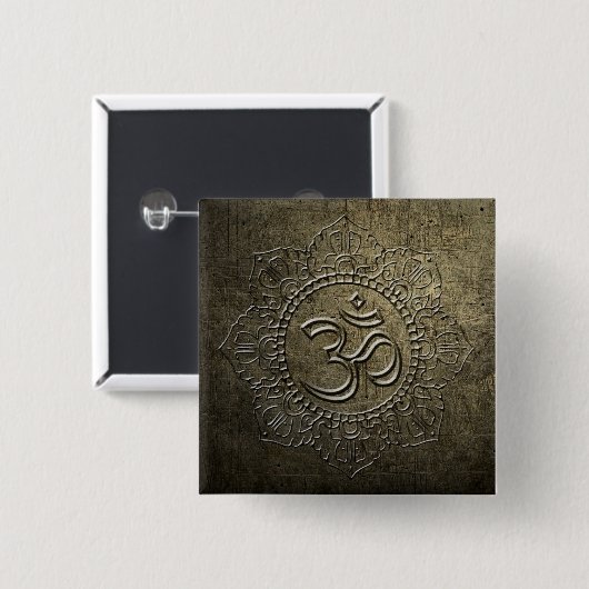 OM Symbool Mandala Bronze Metaal effect 3 Button (Voorkant /achterkant)
