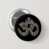 Om Symbool met "Sapphire" Stones Ronde Button 5,7 Cm (Voorkant /achterkant)