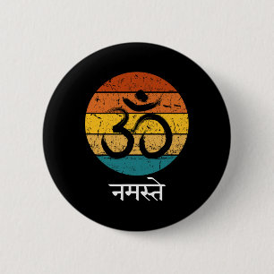 Om Symbool Namaste Ohm Hindoe Zen Tantra Yoga Gees Ronde Button 5,7 Cm