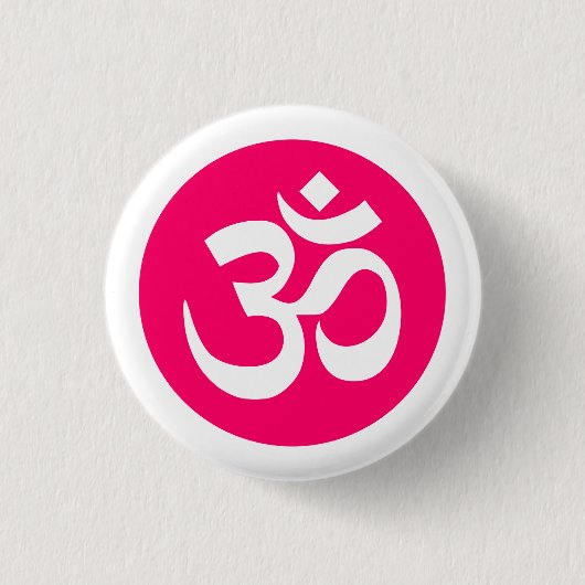 Om Symbool op witte en roze badge Ronde Button 3,2 Cm (Voorkant)