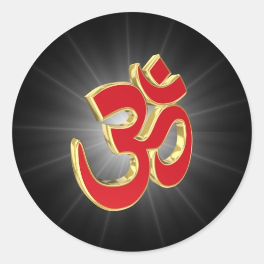 Om-symbool Ronde Sticker (Voorkant)