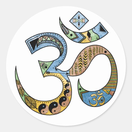 OM Symbool Ronde Sticker, Glanzend Sticker (Voorkant)