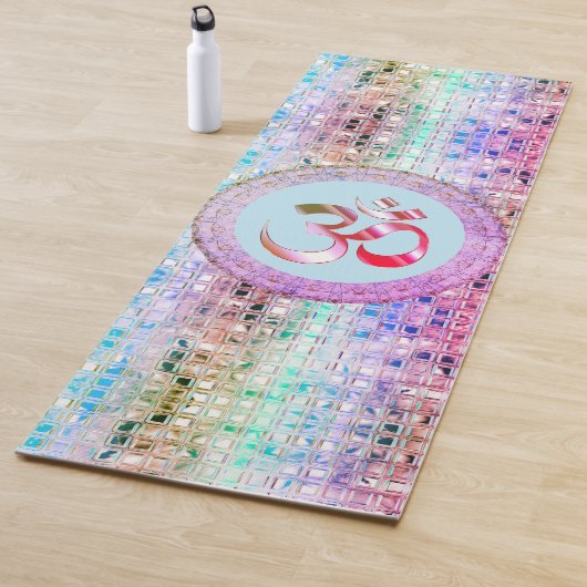 OM Symbool Shimmery Rainbow Tegels Yogamat (In situ)