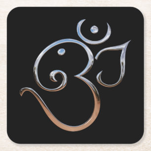 Om-symbool Vierkante Kartonnen Onderzetter