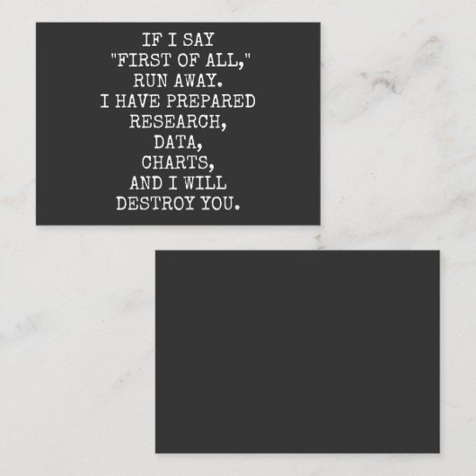 Om te beginnen, wegrennen. visitekaartje (Voorkant / Achterkant)