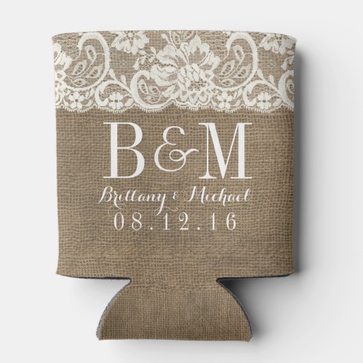 Om te hebben en te houden Mongram Burlap bruiloft Blikjeskoeler (Achterkant)