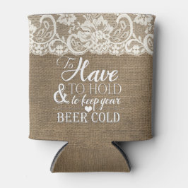 Om te hebben en te houden Mongram Burlap bruiloft Blikjeskoeler