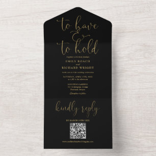 Om te hebben en te houden QR-code zwart en goud br All In One Uitnodiging