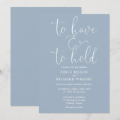 Om te hebben en te houden Script Dusty Blue Weddin Kaart (Voorkant / Achterkant)