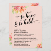 Om te hebben & te houden Harten Script Blush Bloem Kaart (Voorkant / Achterkant)
