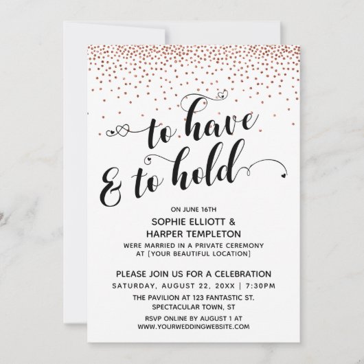 Om te hebben & te houden Koperen Confetti Feestje Kaart (Voorkant)