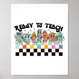 Om te leren Groovy Retro leraar leven eerste dag v Poster