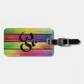 Om-teken op multikleurig hout bagagelabel (Voorkant horizontaal)